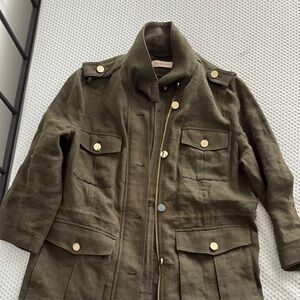 Tory Burch Green Utility Jacket with Structured Shoulders